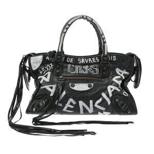 Balenciaga City Graffiti Black Leather Handbag